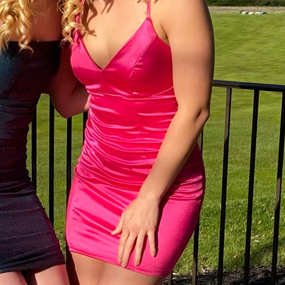 City Studio Pink Ruched Bodycon Dress for Prom